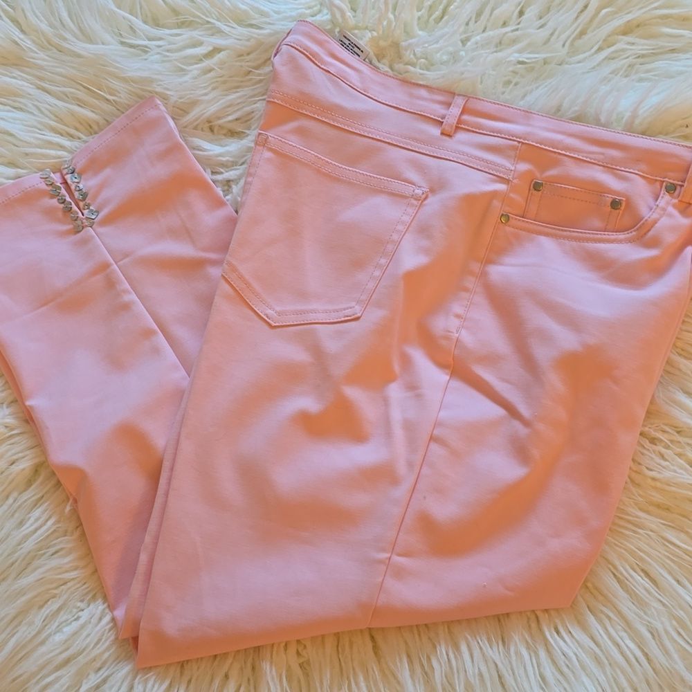 Ruby Rd. Pink Cropped Pant with Studded Accents